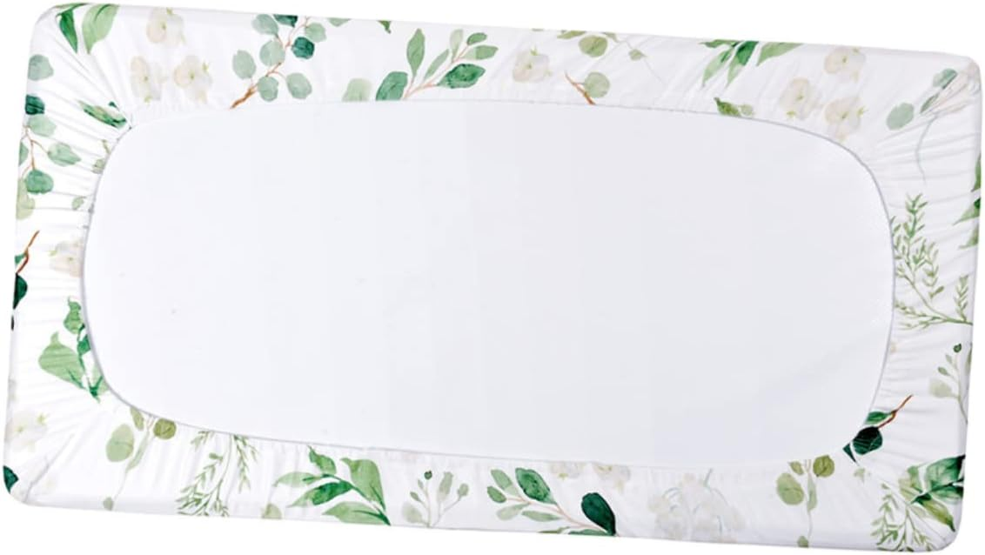 ERINGOGO Baby Changing Pad Cover for Boys and Girls, Detachable Soft Fabric Sheet Green Leaf Design, Washable Infant Change Pad Cover for Nursery and Travel - Green image number 5