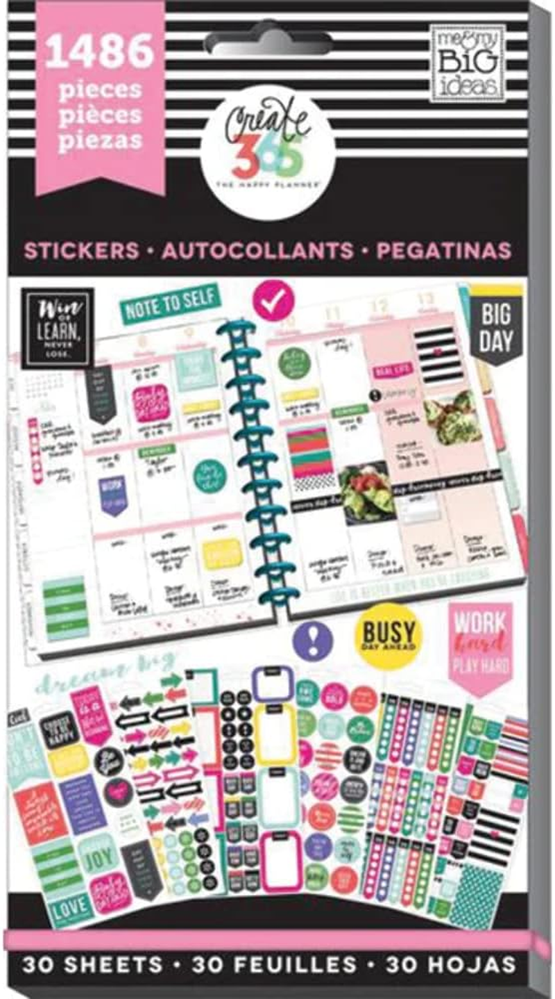 Me & My BIG Ideas Sticker Value Pack - the Happy Planner Scrapbooking Supplies - Everyday Plans Theme - Multi-Color - Great for Projects, Scrapbooks & Albums - 30 Sheets, 1486 Stickers Total image number 3