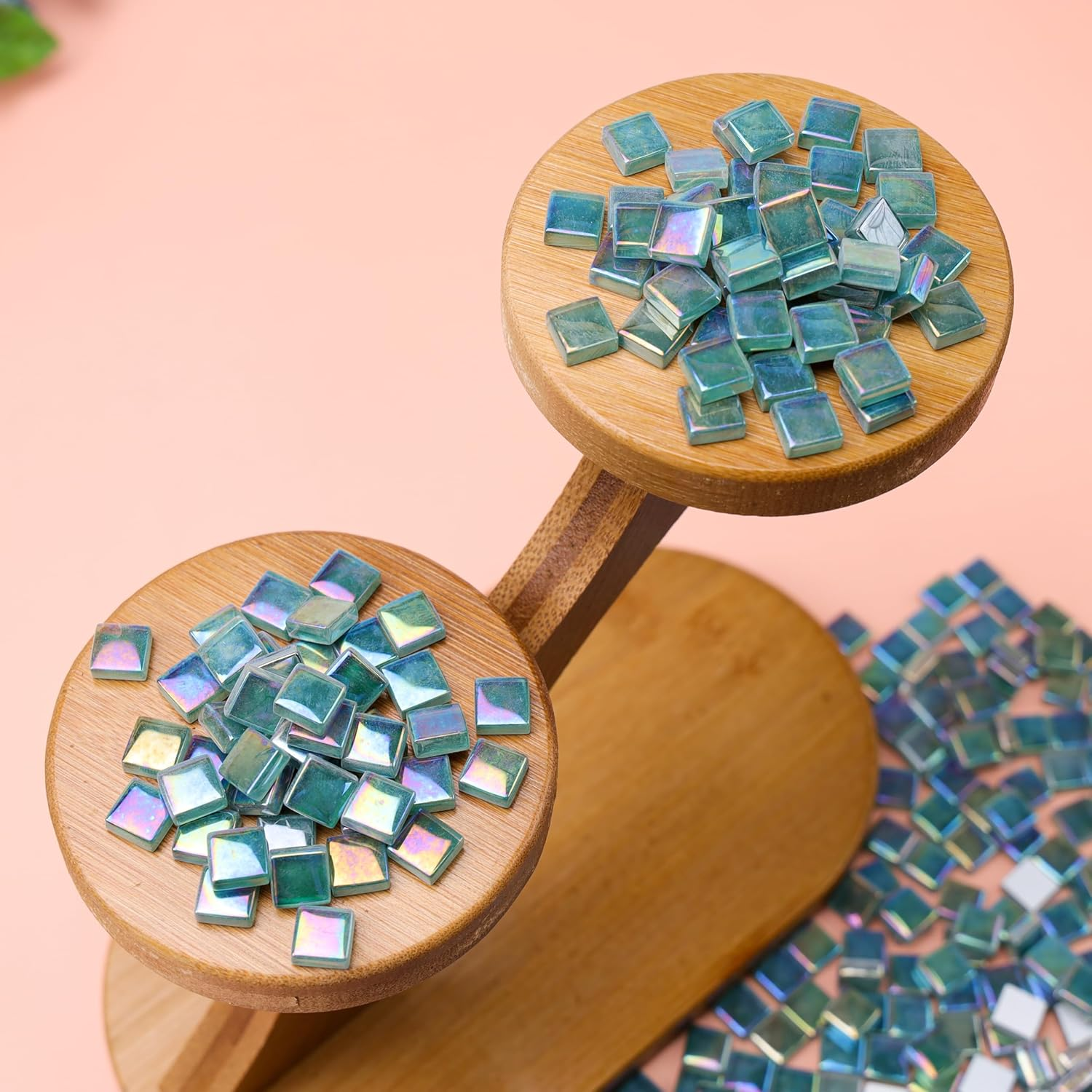 Iridescent Glass Mosaic Tiles for Crafts Bulk Square Blue Mosaic Pieces 160Pcs Flat Mirror Glass Tile Kits for Adults DIY Handmade Craft Jewelry Art Decoration Kit - Navy Blue image number 5