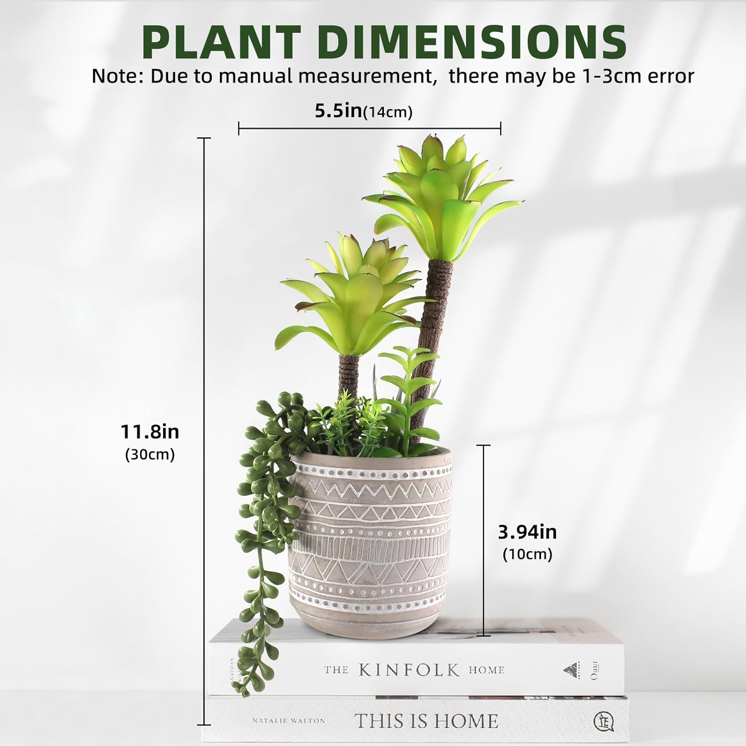 Artificial Succulents 11.8 Inch Fake Plants Premium Realistic Textured Faux Succulents Aloe String of Pearls Potted Ceramic Plant for Home Decor