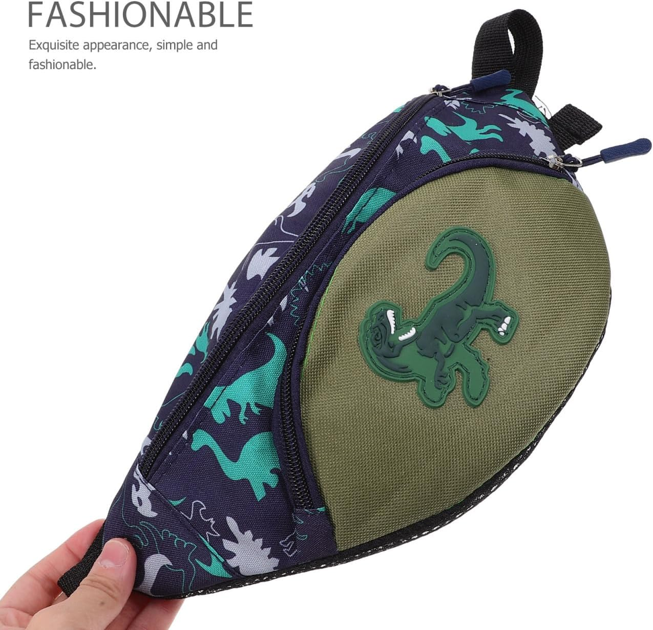 Kichvoe Dinosaur Waist Pack for Kids Adjustable Crossbody Chest Pouch Lightweight Portable Shoulder Bag for Children Outdoor Activities Travel and School Green image number 4
