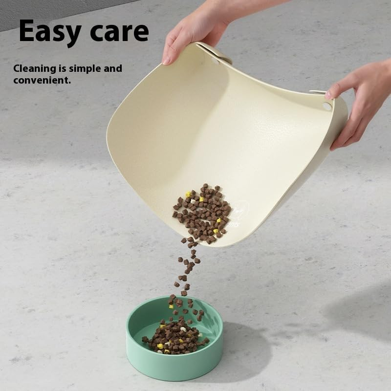 Furbedo Pet Food Mat | Waterproof Silicone Dog Food Mat & Pet Feeding Mat with Foldable Raised Edges, Non-Slip Easy Clean Bowl Tray for Cats & Dogs (45X30Cm) - Lemon Yellow image number 5