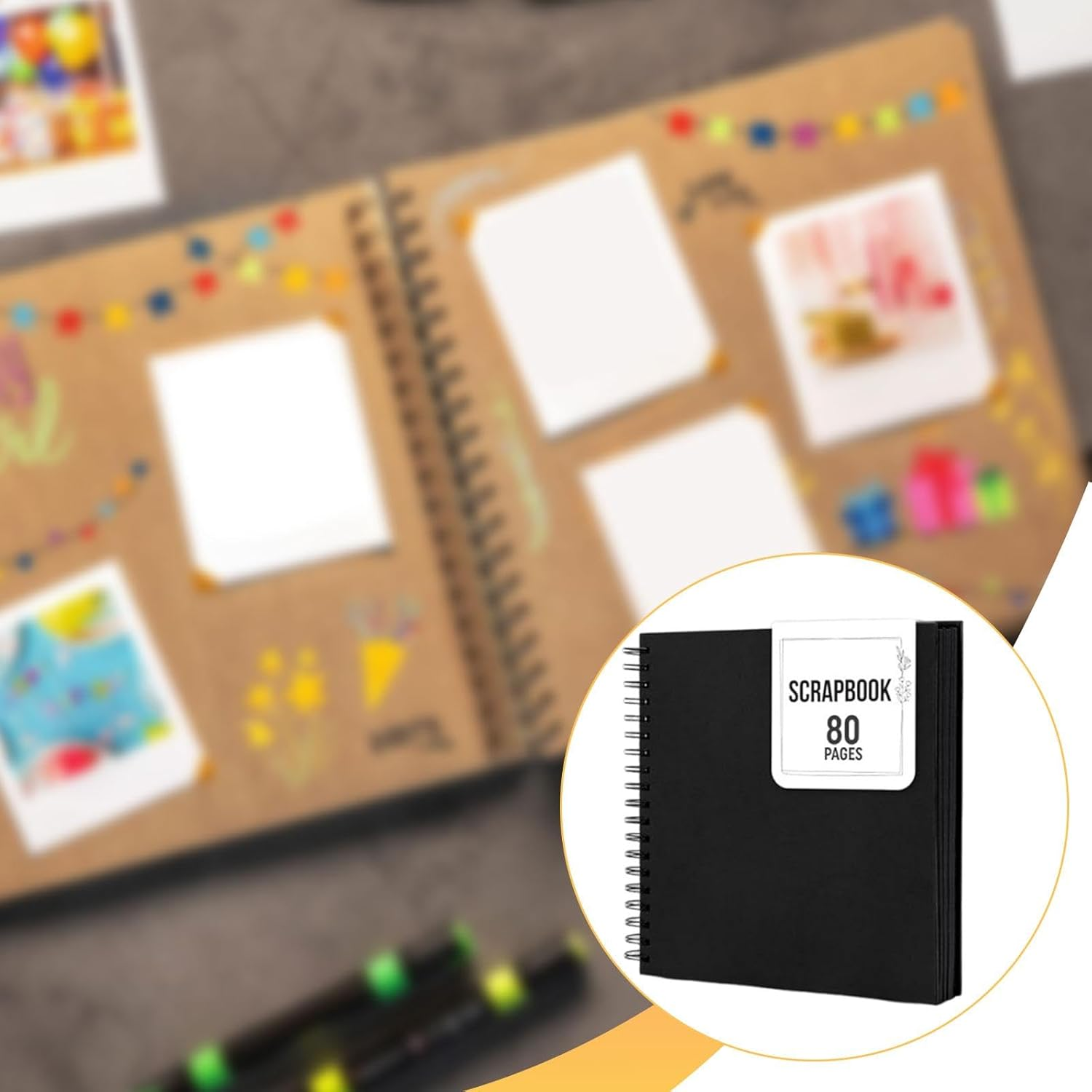 Scrapbook Photo Album DIY Photo Keepsake Album Wedding Anniversary Scrapbooks Albums Book, Black - Brown image number 4