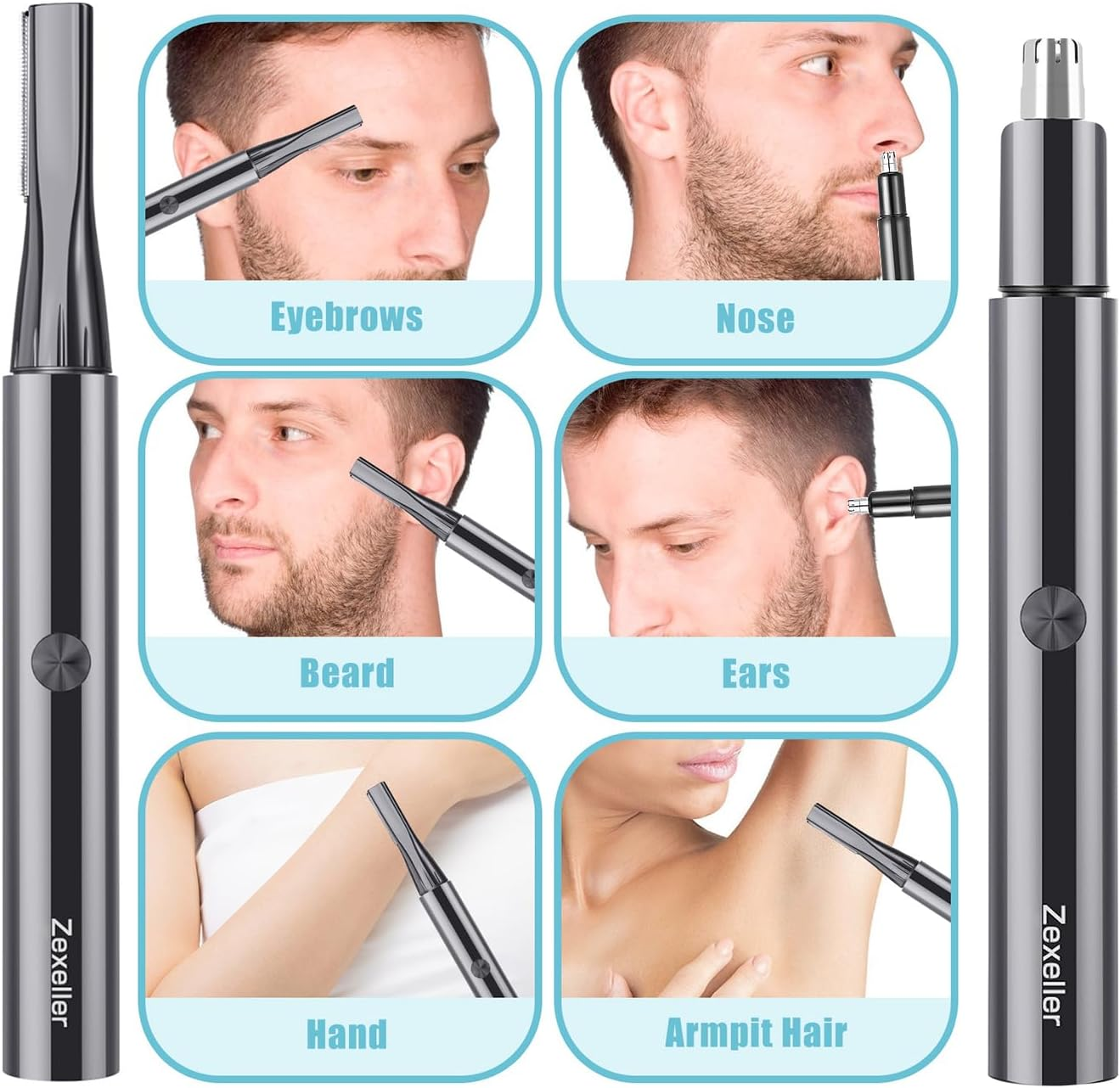[Upgraded] Zexeller 9 in 1 Eyebrow Trimmer Precision Eyebrow Razor Electric Facial Hair Remover with Comb Facial Hair Trimmer Electric Epilator Eyebrow Kit Painless Easy Cleaning (Battery Included) image number 1