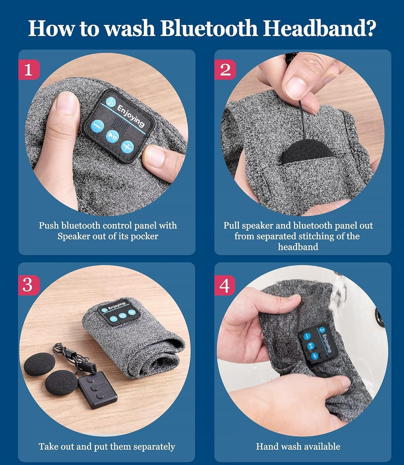 Sleep Headphones Bluetooth Sports Headband, Wireless Music Headband Headphones, IPX6 Waterproof Headphones with Mic for Sleeping Workout Running Side Sleepers Travel Yoga