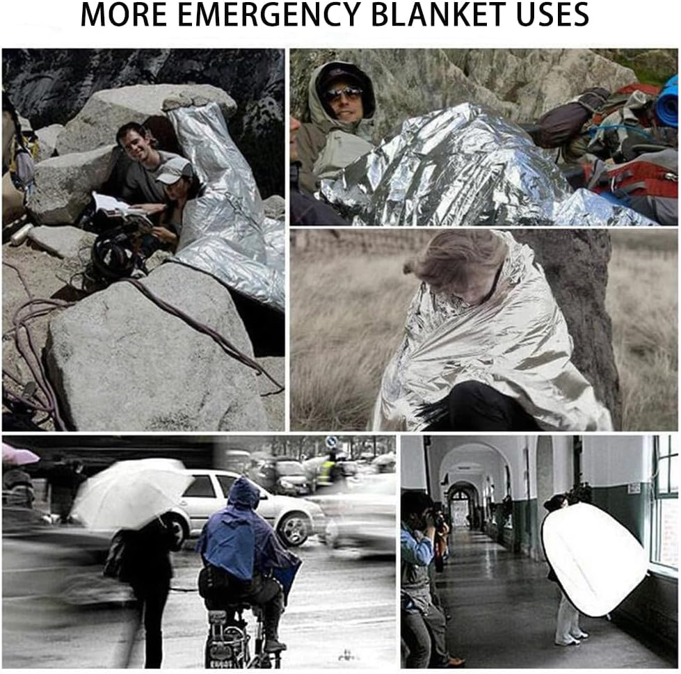 6 Pack Survival Blanket Outdoor Emergency Blanket Supplies, Emergency Blankets Mylar Thermal Blanket, Gigantic Space Blanket Survival Blankets Heavy Duty Camping Gear,Bug Out Bag (Silver) image number 2