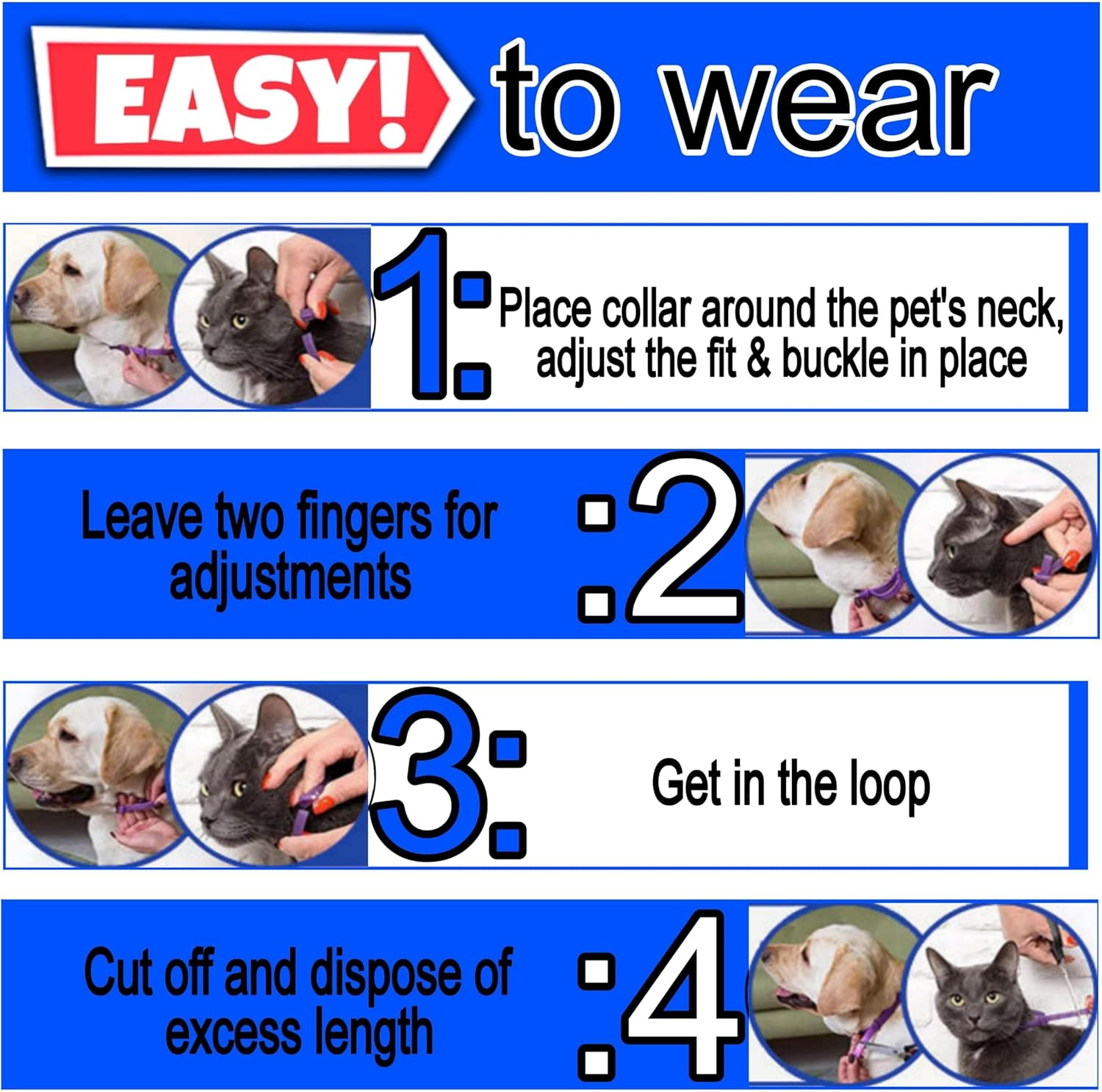 40 Months Dog Collar, 64Cm Adjustable, 5 Packs of 8 Month Collar for All Dogs Breeds and Sizes - Long Lasting, Flexible, Portable, Waterproof, Safe, Durable Collar for Dogs image number 3