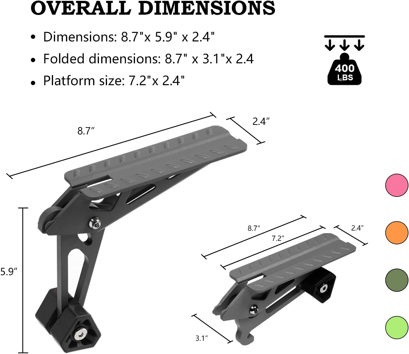 COWVIE Foldable Car Door Step Stand Pedal - Access to Vehicle'S Top Roof Both Feet Stand Pedal Ladder for Most SUV Truck Jeep Black (Fit F150) image number 6
