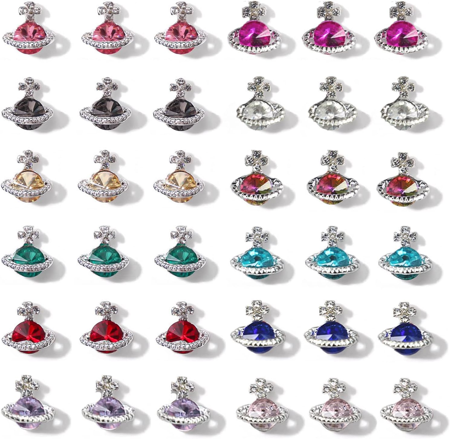 Ginojex 36Pcs 3D Nail Art Rhinestones Charms Alloy Crystal Gold Butterfly Gems Pearl DIY Manicure Salon Phone Case Decorations