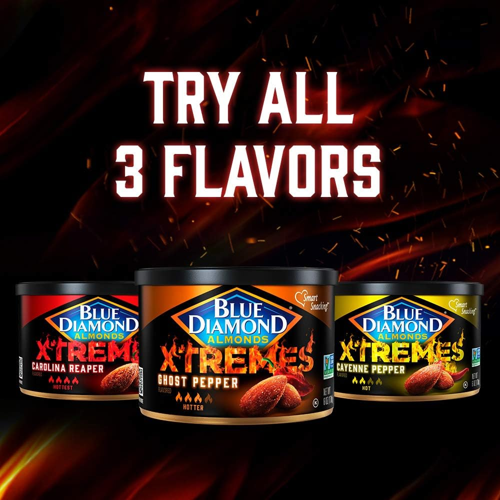 Blue Diamond Almonds XTREMES Carolina Reaper Flavored Snack Nuts, 6 Oz Resealable Cans (Pack of 1) image number 4
