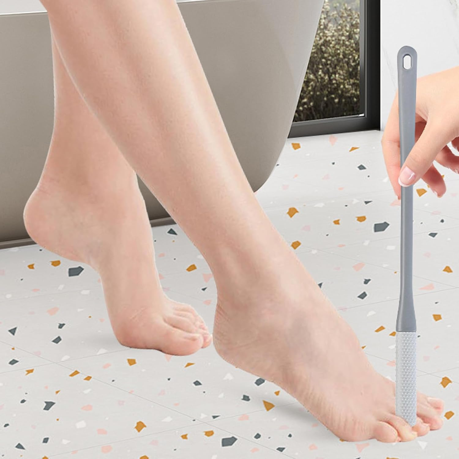 Hjatirace Toe Scrubber Brush | Nail Brush for Cleaning Fingernails | Toe for Shower with Long Handle, Foot Scrubber in Shower, Deep Cleaning for Elderly Seniors