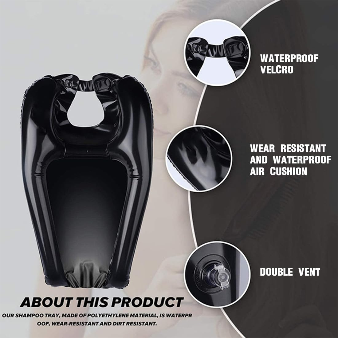 SJBAUTYO Portable Tray, Home Shampoo, Bath for Hair Washing, Inflatable Basin for Washing Hair, Bed Basin for Head at Home, Portable Hair Wash Tray