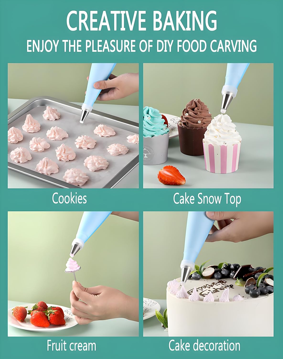 72-Piece Piping Bags and Nozzles Cake Decorating Kit with Storage Case, Icing Scrapers & Tips - Baking Tools for Cakes, Cupcakes, Cookies image number 1