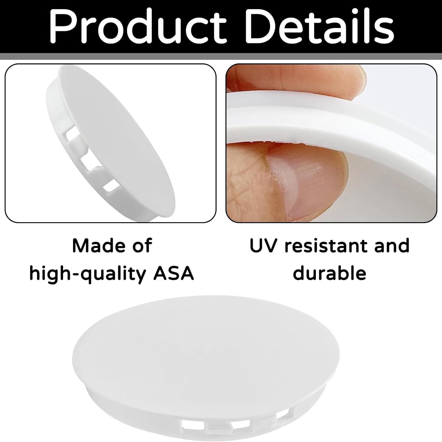 Ventilation Pipe Cover 100 Mm, Ventilation Pipe Cover for Sleeve Plugs, Spring Cover 100 Mm, PVC Pipe Cover, Spring Cover, Cover Cap, Ventilation Pipe End Cap, Uv-Resistant Asa Plastic (White image number 4