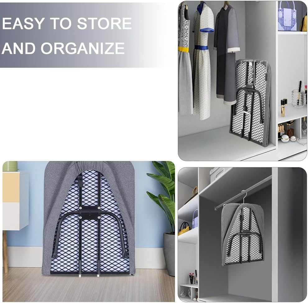 MOTRAIN Folding Ironing Board Iron Board Hanger Wall Mount, Foldable Table Top Ironing Boards with Adjustable Legs and Built-In Iron Rest, Ironing Cloth, Compact and Lightweight, Black image number 1