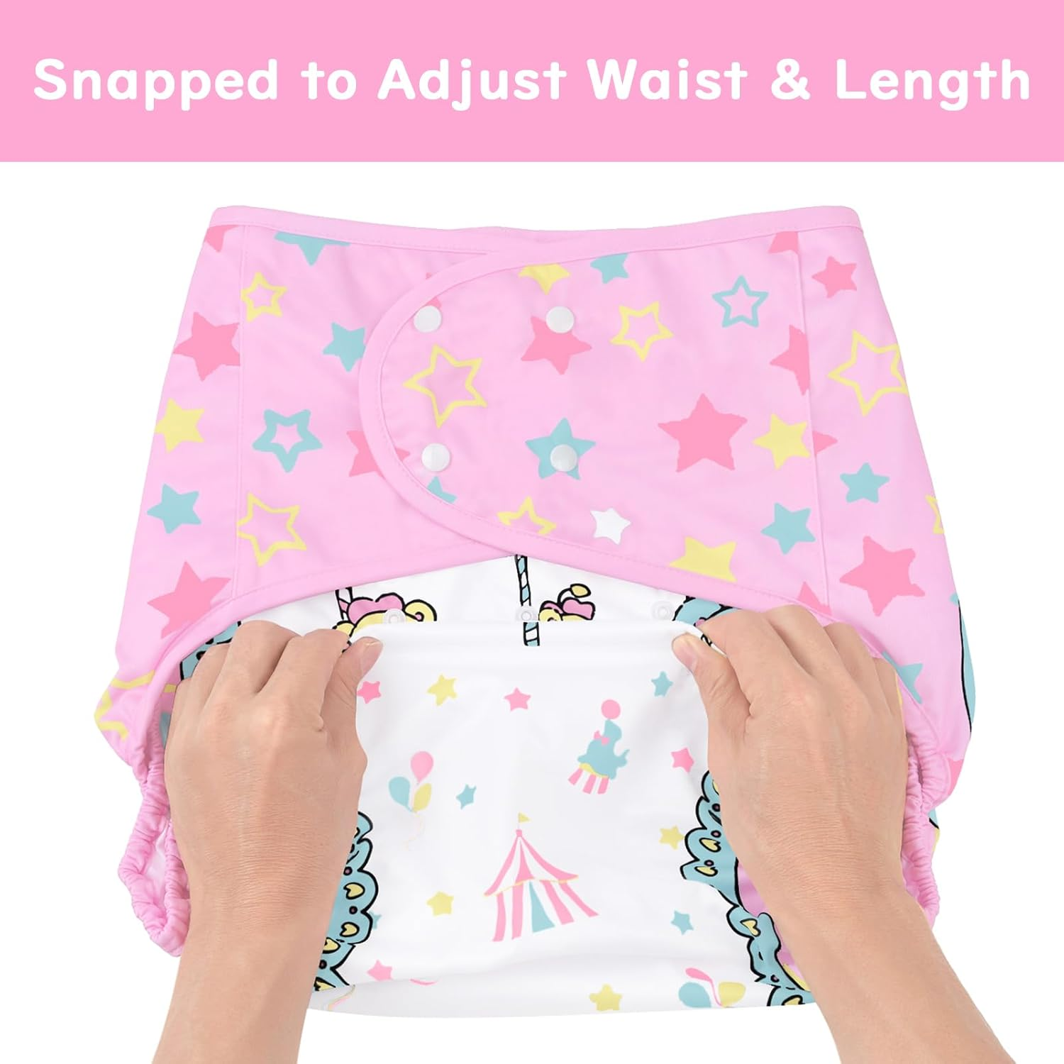 Littleforbig Washable Adjustable Reusable Waterproof Cloth Adult Diaper Wrap Cover One Size - Little Circus image number 4