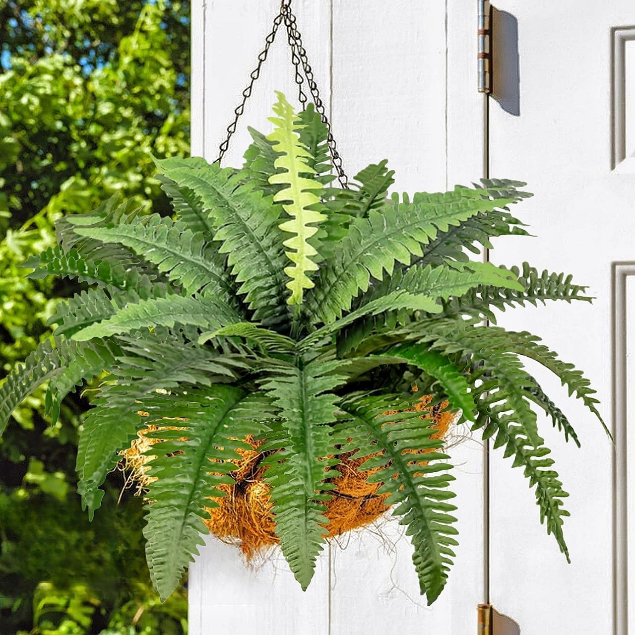 Artificial Ferns for Outdoors 3 Bundles, Large Fake Plants Greenery Artificial Boston Fern UV Resistant Faux Plant Shrubs for Indoor Home Potted Garden Porch Farmhouse Decor image number 4