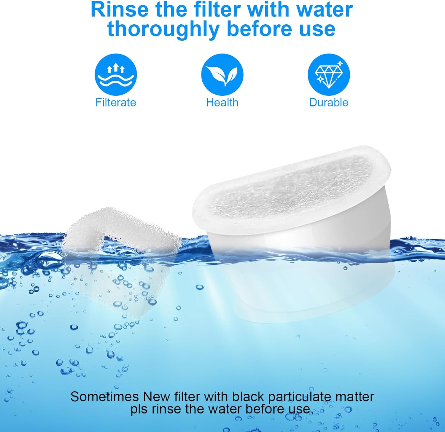 Rigidstone Pack of 8 Filters, Cat Fountain Replacement Carbon Filter Drinkwell Carbon Filter Drinking Fountain Filter for Petsafe Drinkwell Avalon/Pagoda/2 Gallon/Sedona/Seascape Cat Fountain