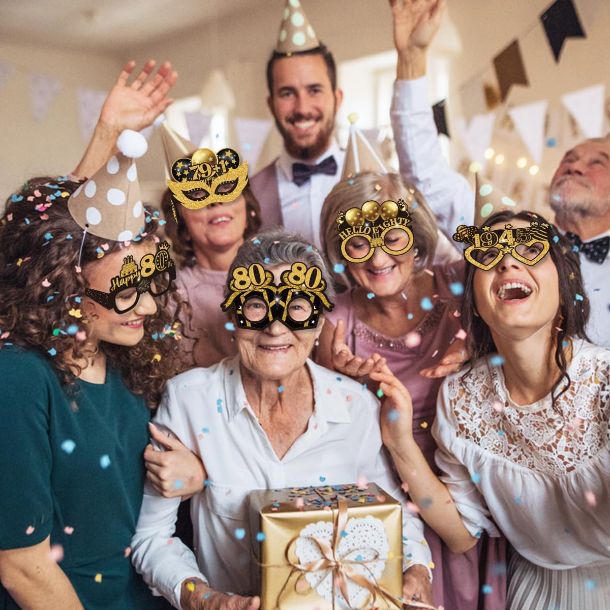 Palumma 8 Pcs Funny Happy Birthday Glasses Black Gold Happy Birthday Glasses, Birthday Decorations for Men Party Glasses for Adults Photo Props Decorations image number 6