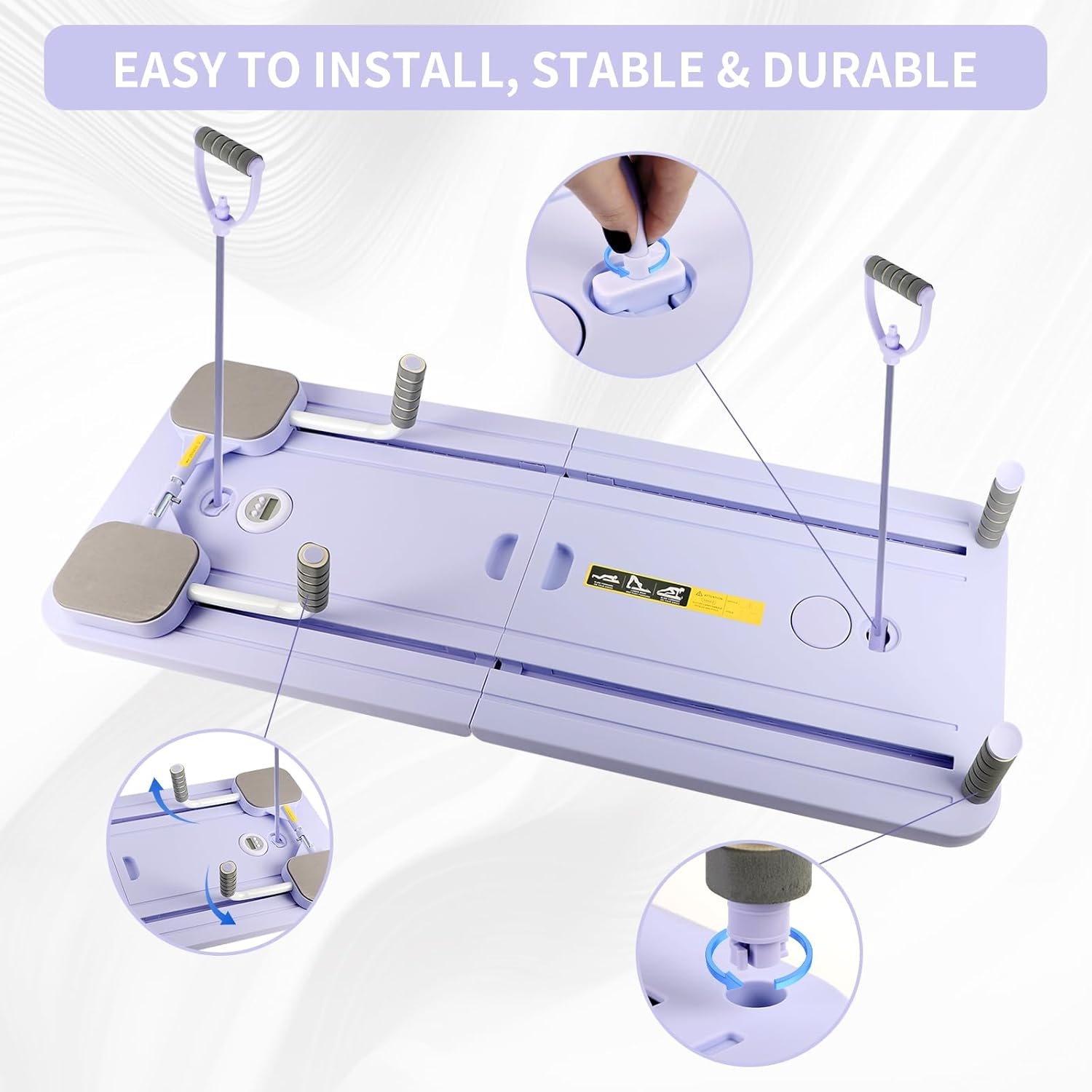 5 in 1 Pilates Reformer, Portable Foldable Pilates Board with Handles, Purple 106Cm X 40Cm X 2.8Cm Multifunctional Exercise Machine Workout Equipment for Women, Core, Abs Workout, Full Body Training image number 5