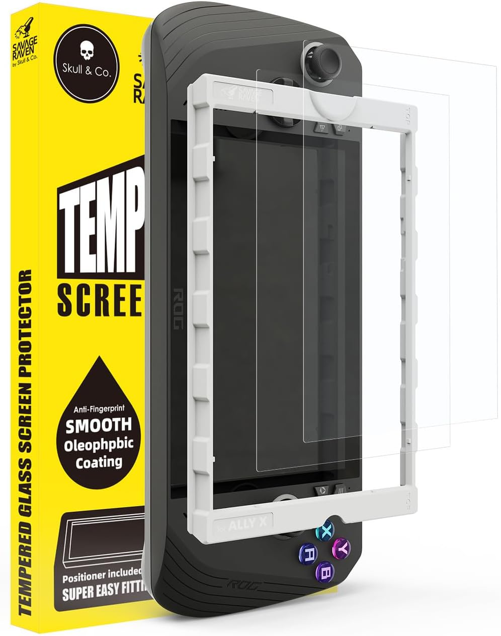 Skull & Co. High Transparency High Sensitivity Tempered Glass Screen Protector for ROG Ally X (2-PACK) with Positioner Installation Kits - HD Clarity image number 5