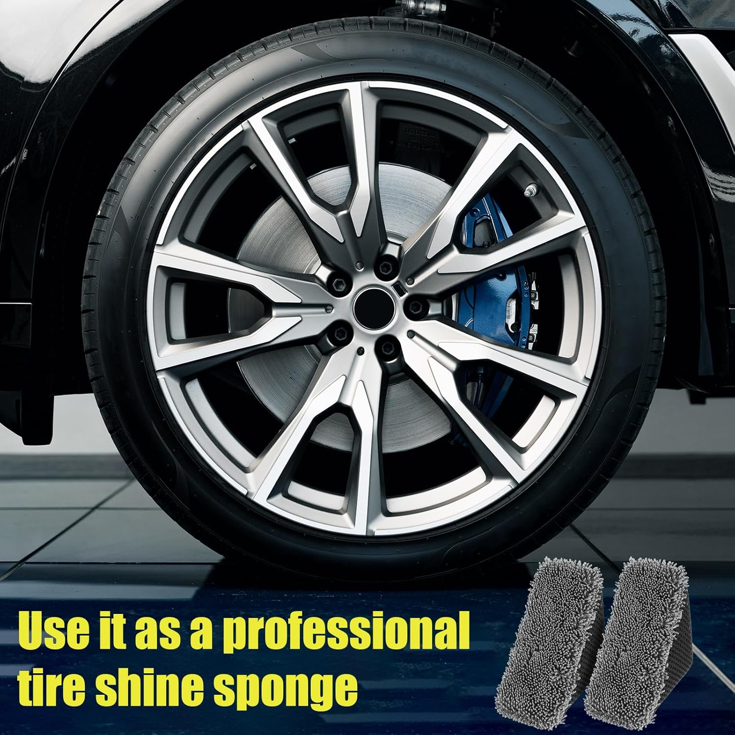 3 PCS Tire Shine Applicator Sponges, Microfiber Tire Brightener Applicator Pad Durable and Reusable Tires Dressing Applicators Pad, Tires Applicator-Pad for Car Detailing Cleaning Sealant Conditioner image number 3