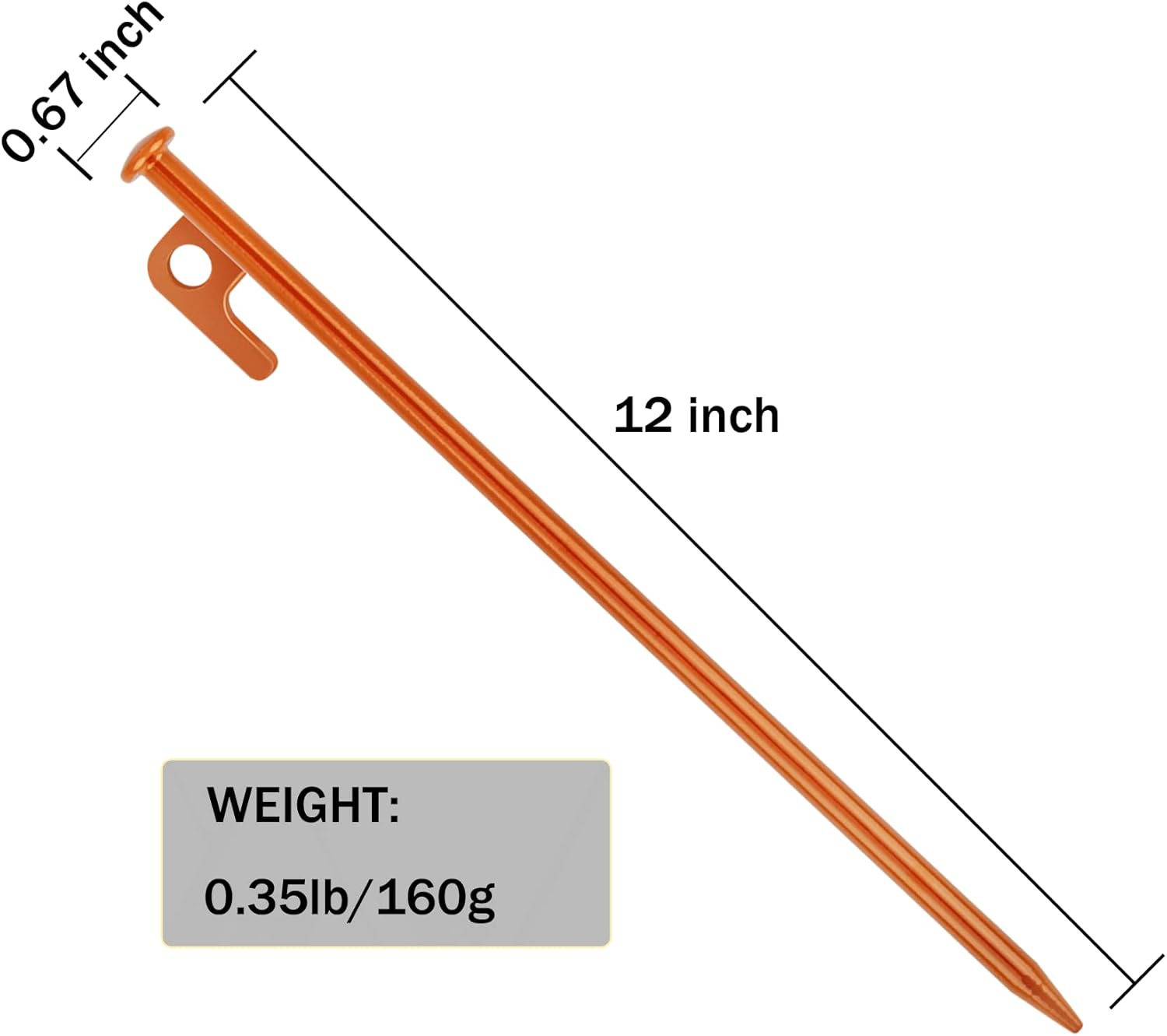 8 Pack Tent Stakes Heavy Duty 12 Inch Steel Tent Pegs for Camping Unbreakable and Inflexible-Orange image number 1