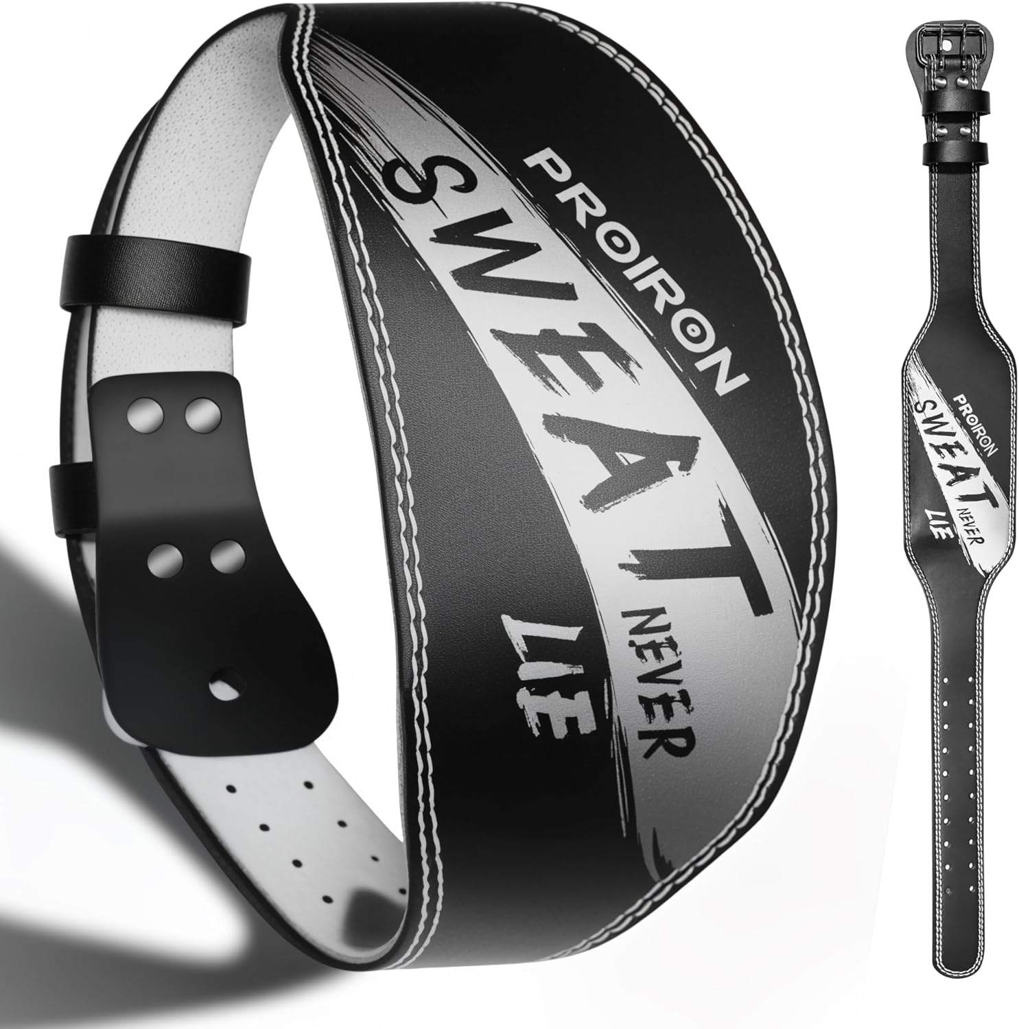 PROIRON Weight Lifting Belt(7Mm Thick), Cowhide Leather Weight Belt, 15CM Padded Lumbar Back Support - Great for Squats, Lunges, Deadlift, Thrusters,Powerlifting - Men and Women image number 3