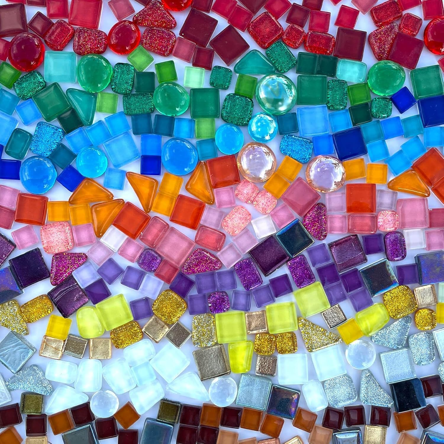 Yunking 1.1LB Assorted Colors Irregular Crystal Glass Mosaic Tiles - Perfect for Art Crafts, Mosaic Making Projects, Home Decor, and More image number 4