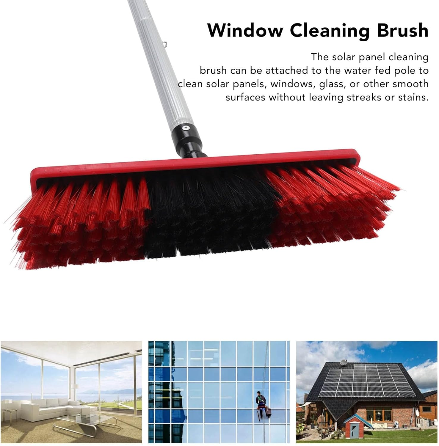 Solar Panel Cleaning Brush Water Fed Cleaning Kit Extended Pole Design for Household Use
