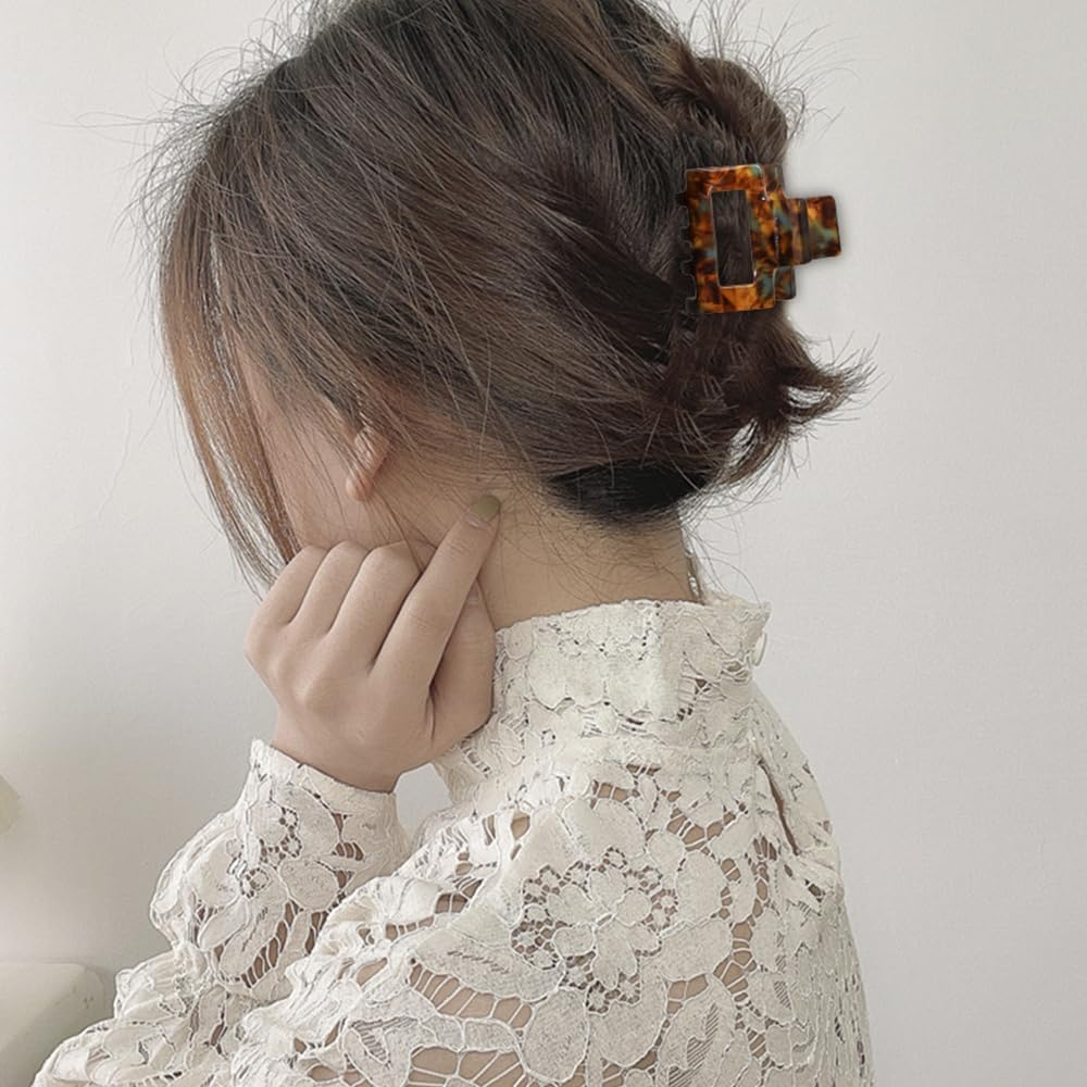 6PCS Acetate Hair Claw Clips, Small Claw Clips for Thin Thick Hair, Nonslip Leopard Print Hair Clips Styling Accessories for Women Girls image number 3