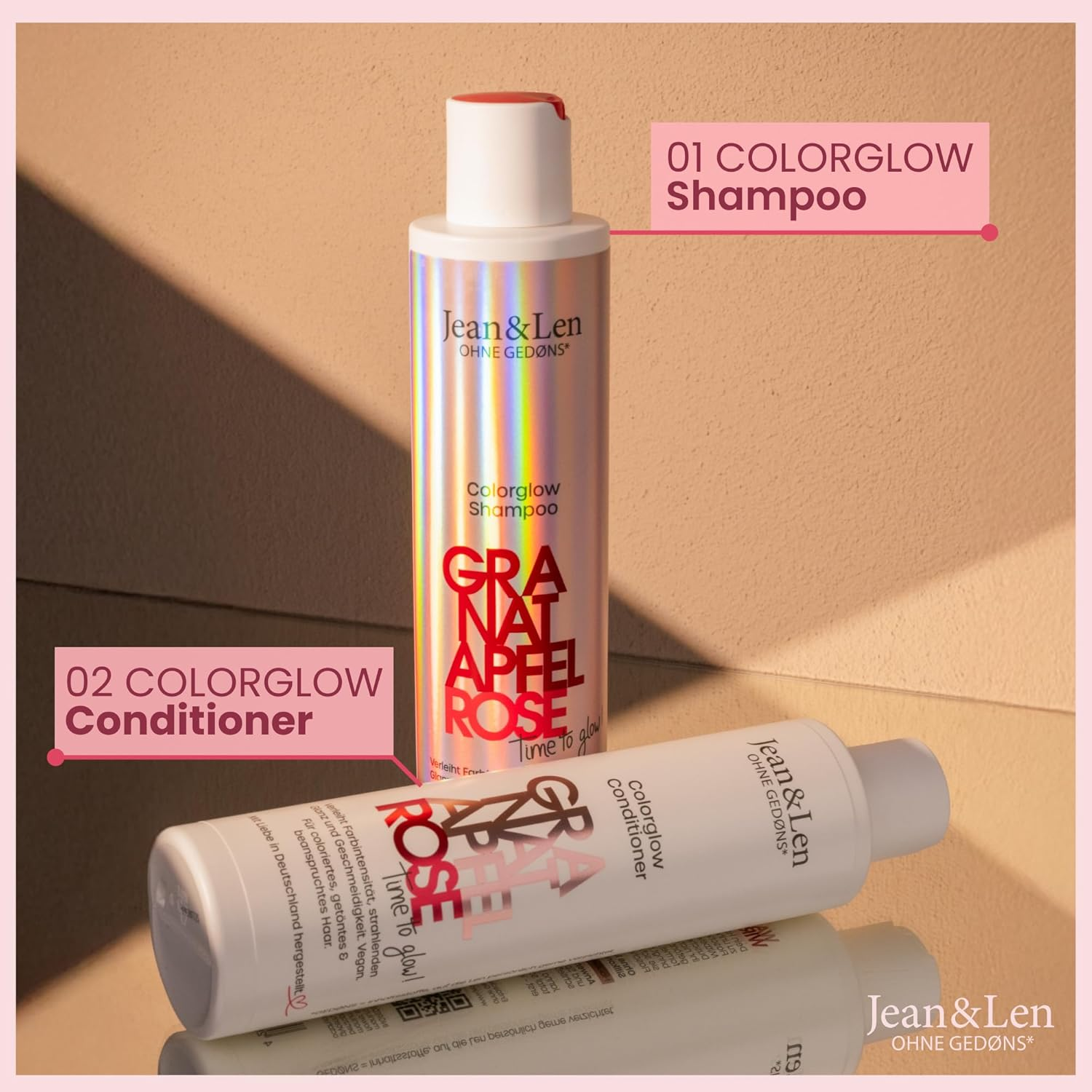 Jean & Len Colorglow Conditioner for Coloured Hair with Pomegranate, Rose Petal Extract & Panthenol, Fruity Floral Fragrance, Parabens & Silicone-Free, Vegan, 300 Ml image number 6