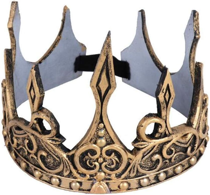 King Crown Props，Medieval Royal Crown Costume Accessories, Birthday Party Holiday Decoration Props Ancient Silver，Ancient Gold image number 1