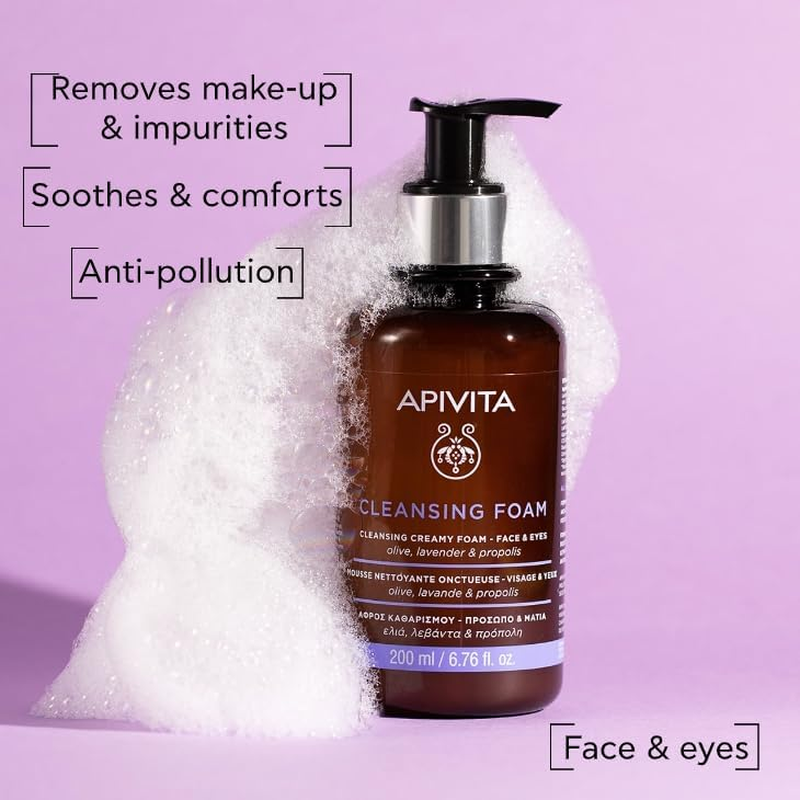 Apivita Cleansing Foam with Olive & Lavender for Face & Eyes 200Ml