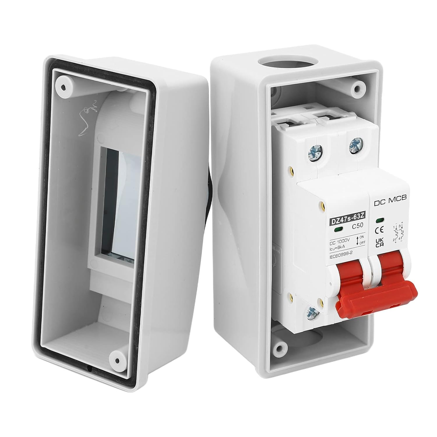 Fafeicy Solar Disconnect Switch 2P 50A DC Circuit Breaker IP65 Water Proof PV Isolator Switch for off Grid System RV and Solar Panel image number 4