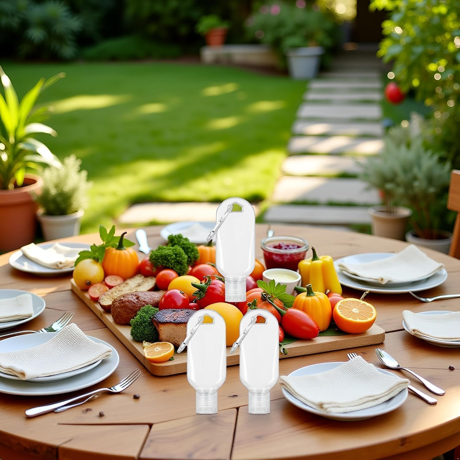 Bwexxt 3Pcs Portable Hot Sauce Keychain Bottles - Mini Ketchup Containers for On-The-Go - Refillable Travel Size Hot Sauce Keychain, Gravies and Marinades, Condiment Squeeze Bottles (2Oz/50Ml) image number 3