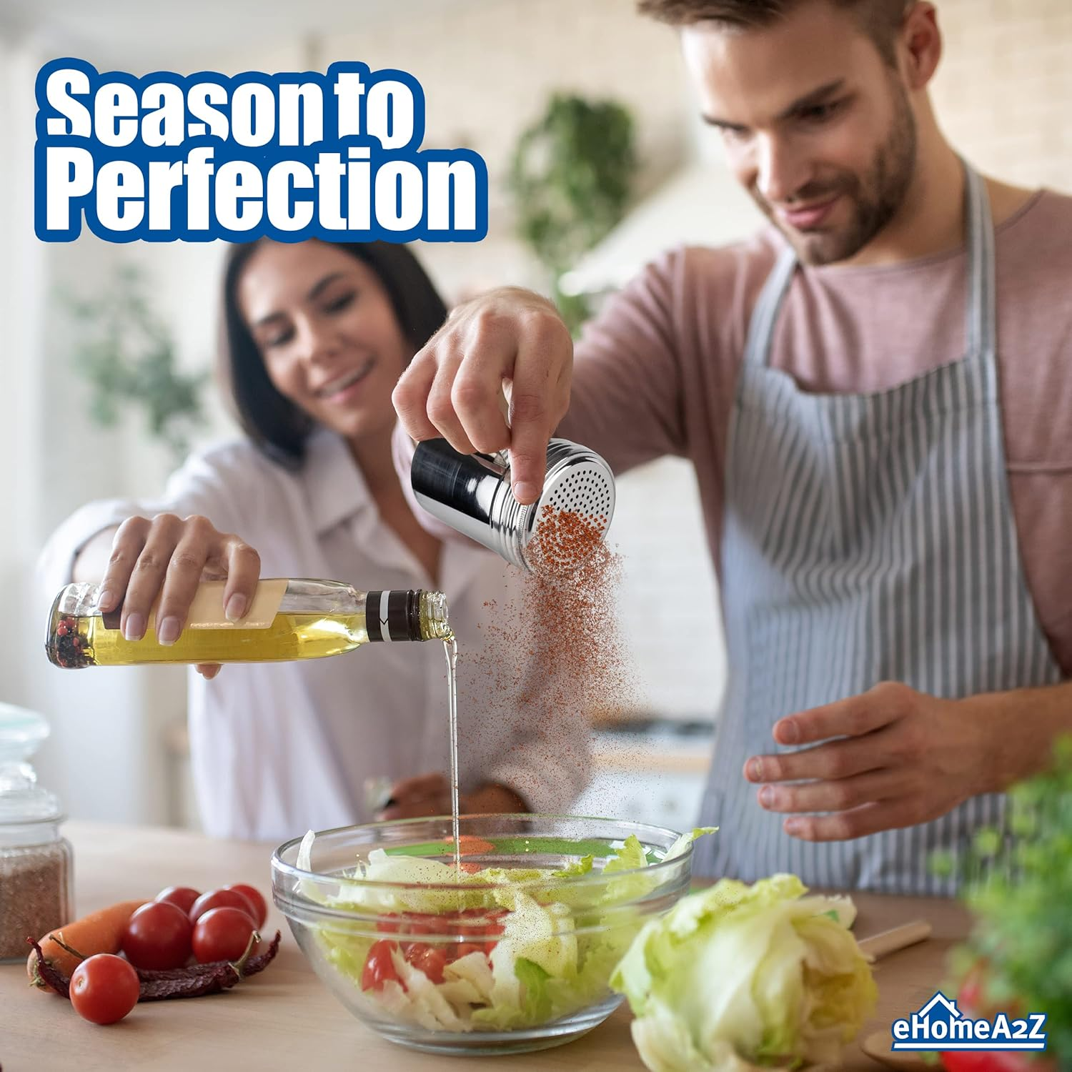 EHOMEA2Z Stainless Steel Dredge Shaker Ideal for Salt, Spice, Sugar, Flour (1, 10 Oz) image number 3