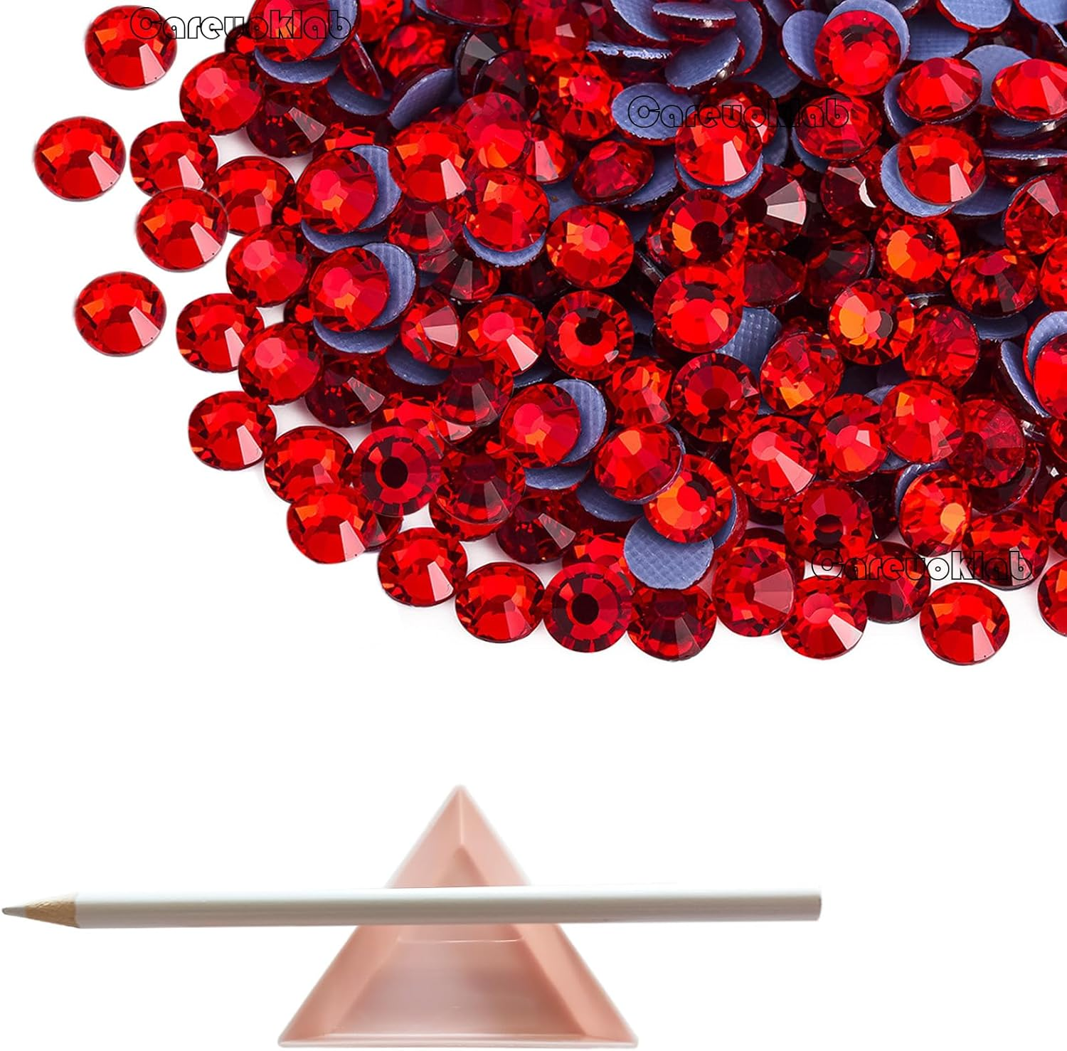 1440 Pack Hotfix Rhinestones, Careuoklab Flatback round Gems Glass Stones Crystal Rhinestones for Crafts Clothing Dance Costumes Shoes Bag Decoration (Red, SS20)