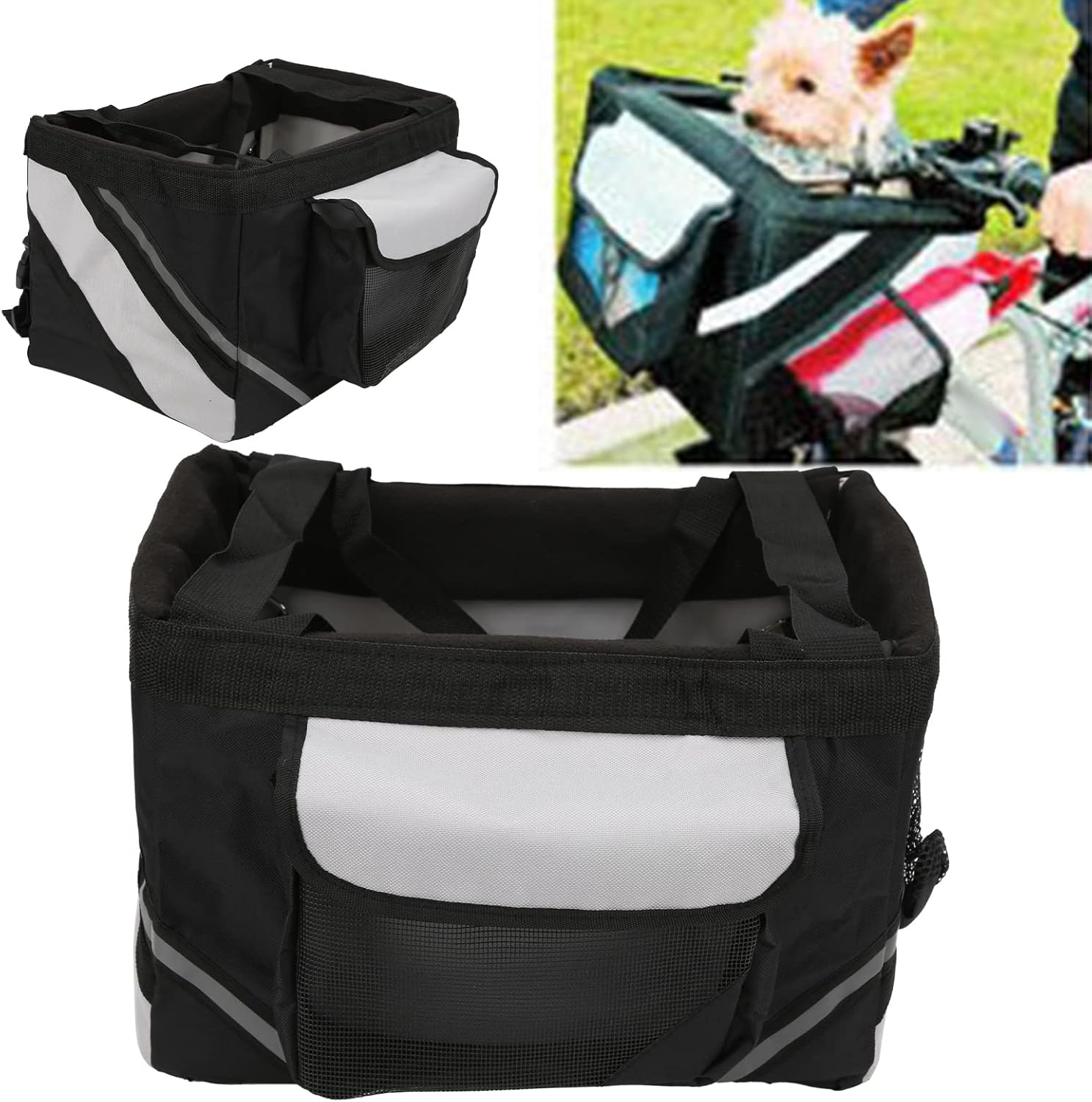 Pet Carrier Bicycle Basket Bag Pet,Dog Bicycle Bag - Detachable Front Bike Carrier Basket Bag for Small to Medium Pet Dogs image number 4