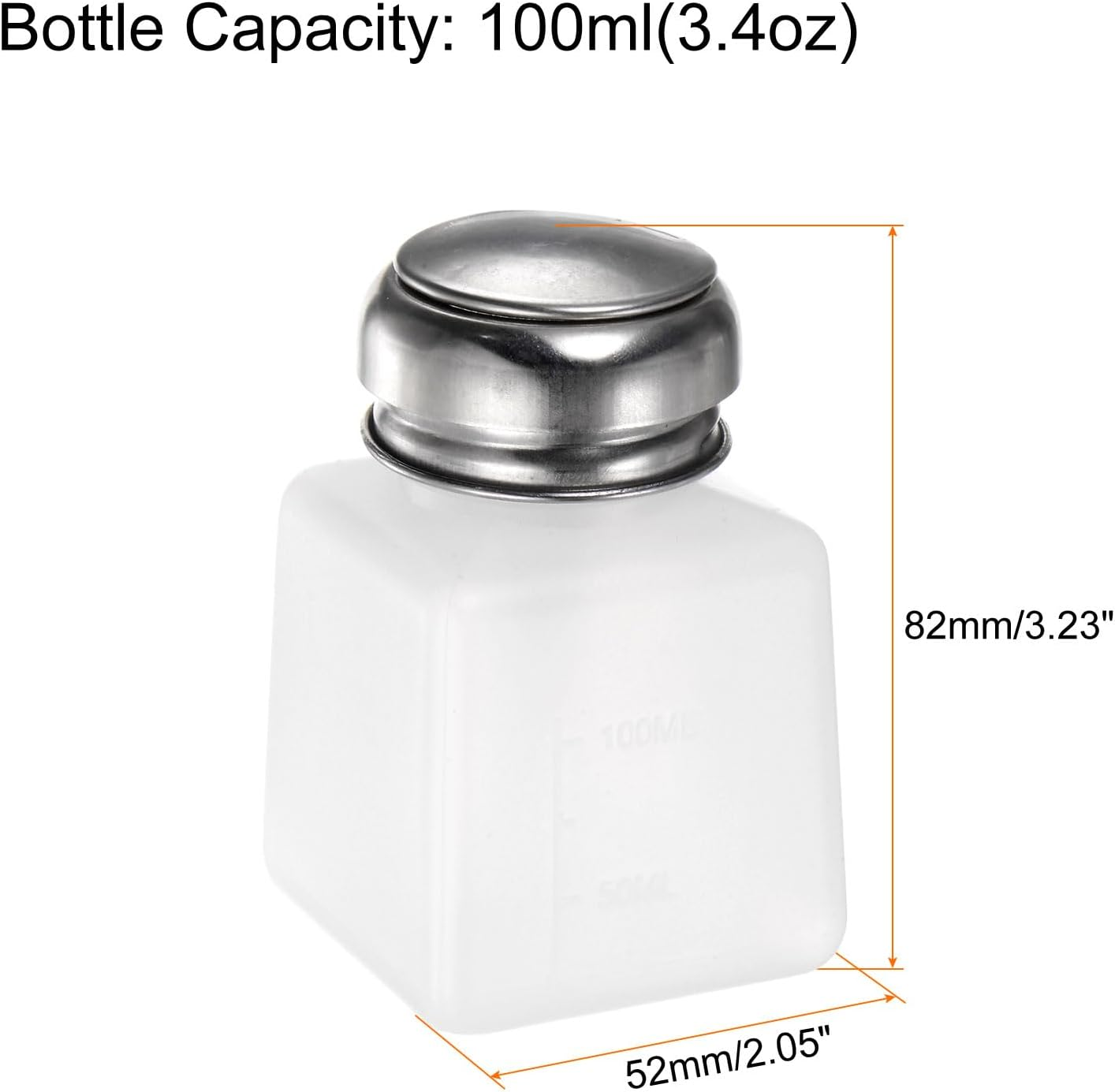 Uxcell 3Pcs Solvent Alcohol Dispensers 100Ml(3.4Oz) Push down Liquid Dispenser Pump with Sealing Stainless Steel Lid for Acetone Solution, White image number 1