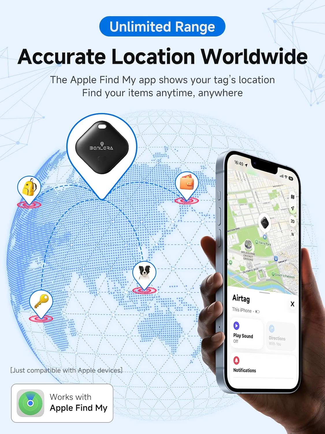 World'S Smallest Anti-Loss Smart Tracker for A-Pple Find My Tag (Ios ONLY) Global GPS Signal, Discreet Design for Keys, Luggage, Bags, Wallet, Replaceable Battery Fcc/Mfi Certified, 4 Pack image number 2