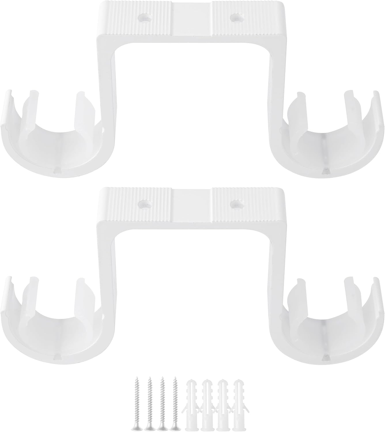 Curtain Rod Brackets 2Pcs - Aluminum Alloy Ceiling Mounted Double Curtain Rod Brackets Black