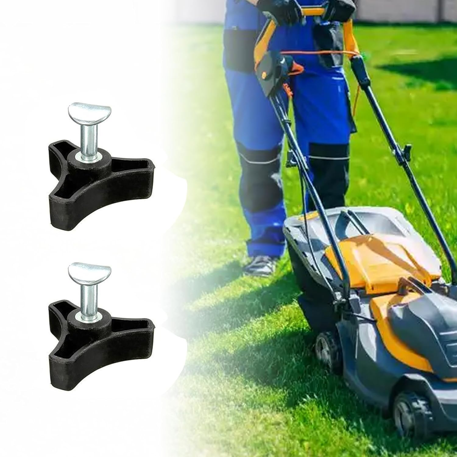 6 Sets Lawn Mower Handle Bolts and Knobs, Triangular Handle Fastening Screw Set Replacement for Honda and Most Other Lawn Mower Machines, Black image number 5