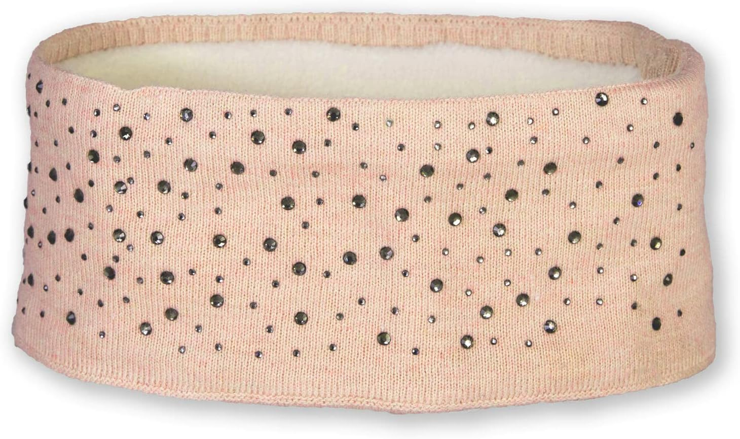 Stylebreaker Women'S Winter Headband with Rhinestones and Fleece Lining Warm Elastic Fine Knit Headband Lined Glitter Headband for Cold Days, Colour: Petrol Blue