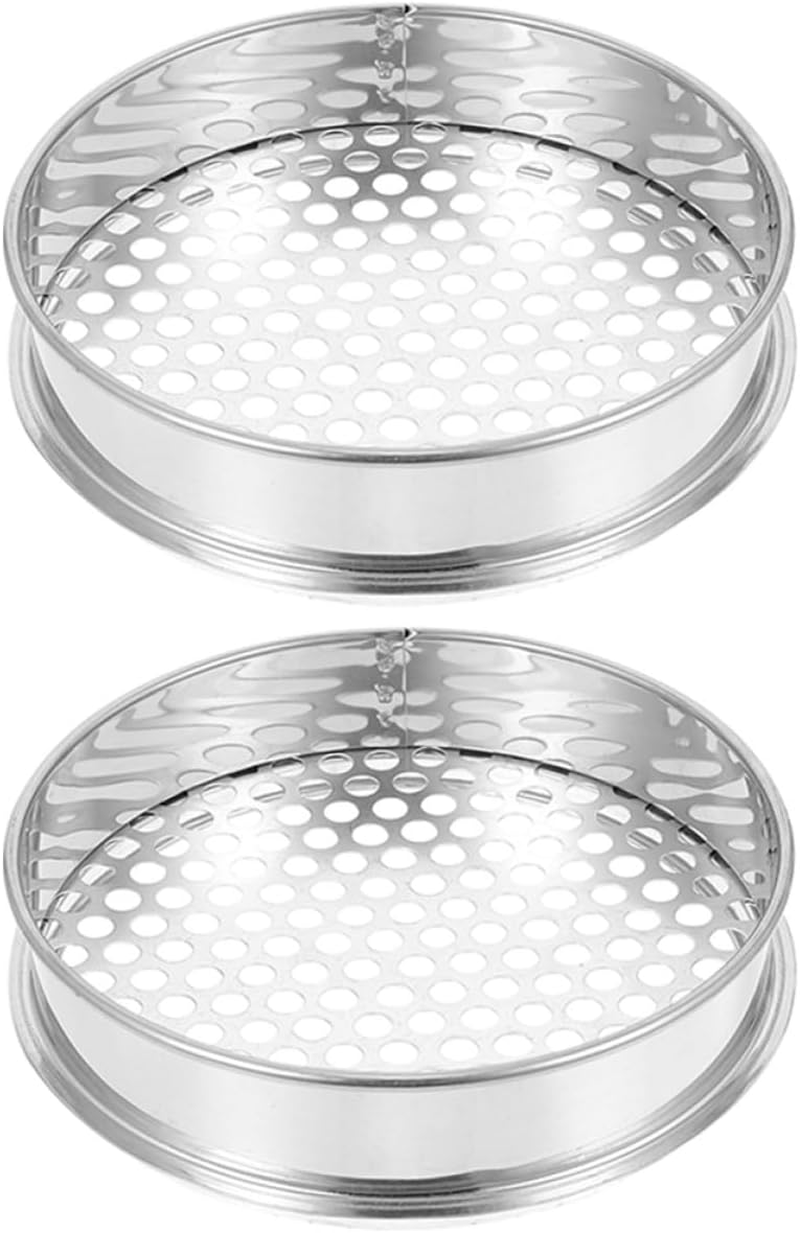 2Pcs Stainless Steel Soil Sifting Pan Mesh Sieve for Garden Planting Mesh Sieve Essential Gardening Tool image number 1