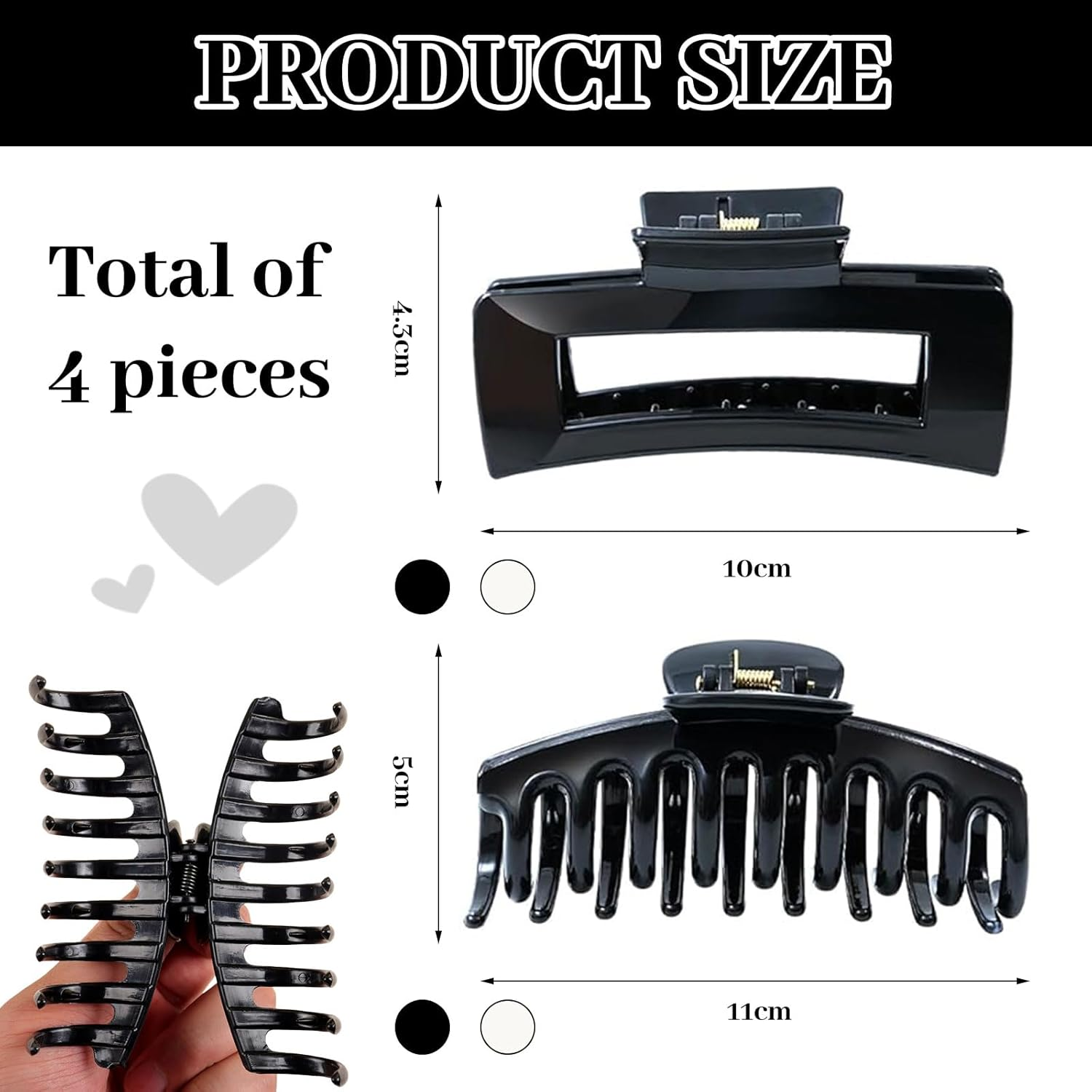 Muorruo Pack of 4 Cloud Clips, Flexible Silicone Hair Clips, Non-Slip Large Bendable Hair Clip, Soft Hair Clips for Thin and Thick Hair, Non-Removable Hair Clip (White) image number 4