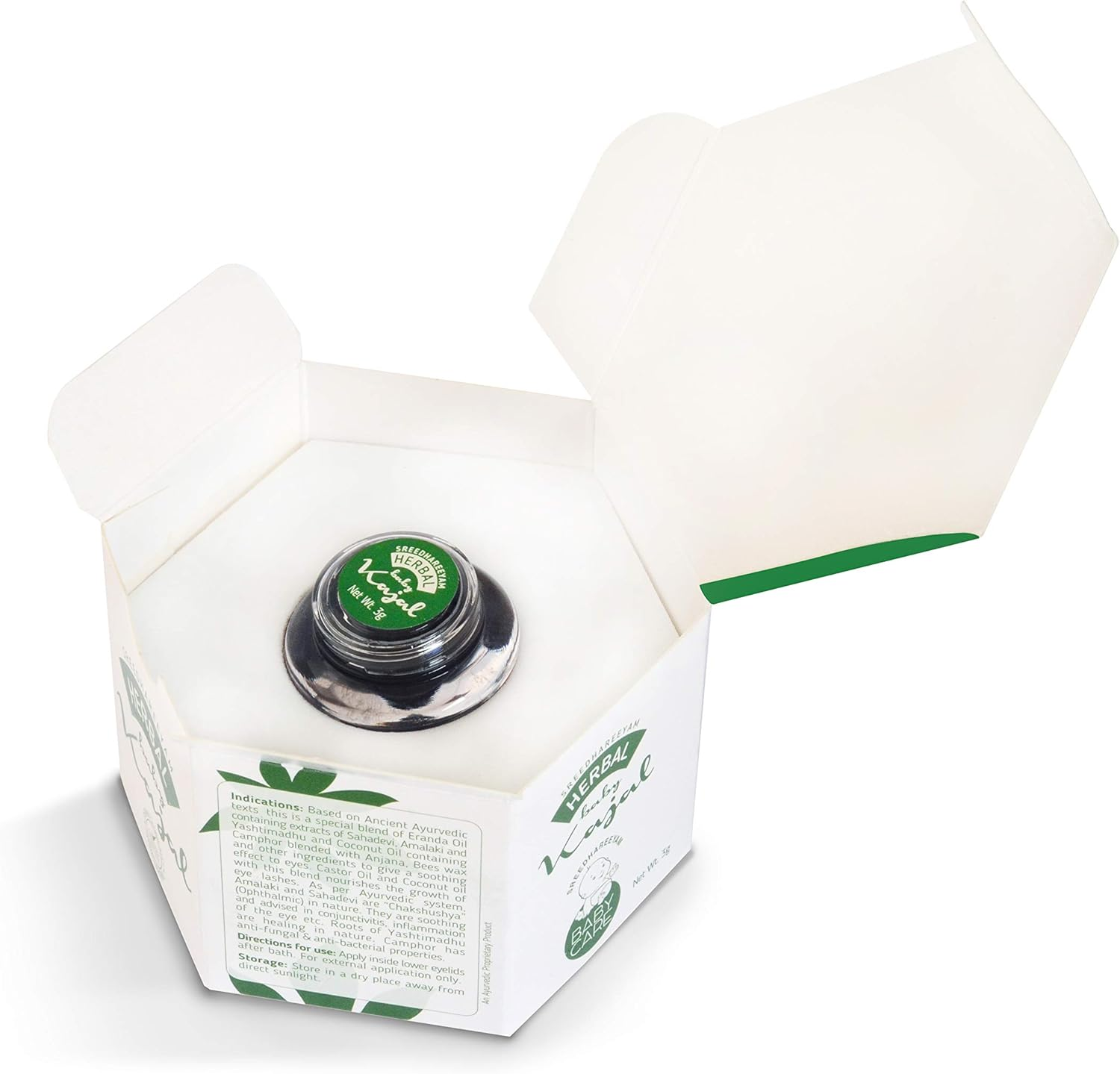 Sreedhareeyam Ayurveda Herbal Baby Kajal for New Born - from Renowned Eye Hospital, Authentic for Babies and Adults with Gooseberry, Sahadevi, Yashtimadhu and Castor Oil, Matte Black Finish image number 4