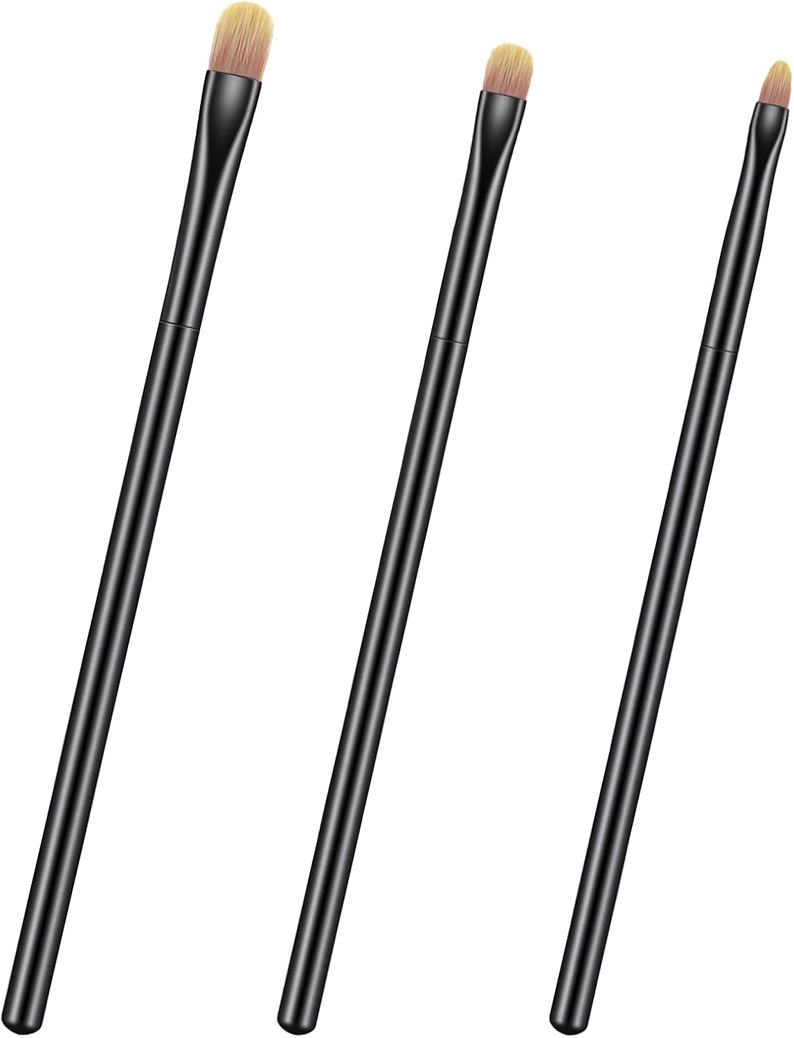 3PCS Flat Concealer Brush Small Black Premium Synthetic Makeup Brushes under Eye, Travel Foundation Make up Brush Set Precise Coverage Dark Circles Face Contour Blending Brushes(3 Sizes) image number 2