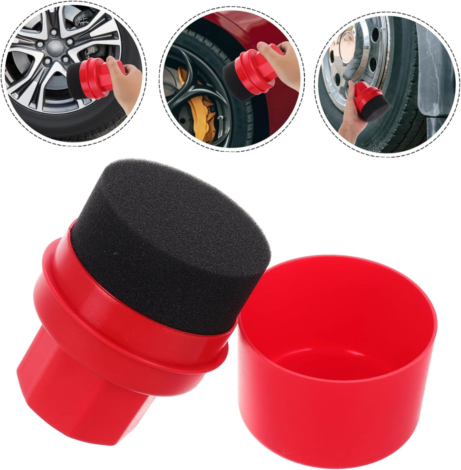 GLEAVI Automotive Buffer Polisher Pad Car Wax Applicator Pad Tire Polishing Brush Car Wash Tool image number 1