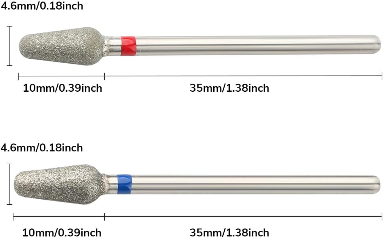 QUNZHAO 2Pcs Diamond Nail Drill Bits Carbide Conical Micro Cuticle Remover Bit for under Nail Dead Skin Cleaning Cuticle Remove Nail Art Design Manicure(03 Set) image number 5